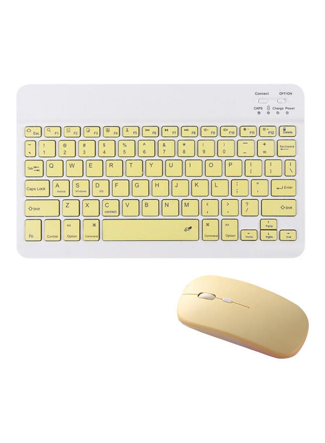 Generic Ultra Slim Design Rechargeable Tablet Wireless Keyboard and Mouse Yellow 