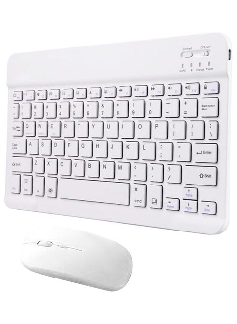 Rechargeable Tablet Wireless Keyboard and Mouse White