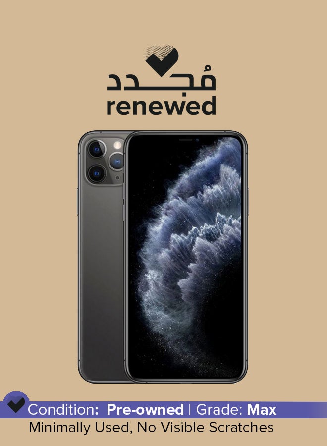ابل  مجدد - هاتف آيفون 11 برو ماكس بذاكرة رام 4 جيجابايت وذاكرة داخلية 256 جيجابايت يدعم تقنية 4G مع تطبيق فيس تايم بلون رمادي فلكي - Image 1