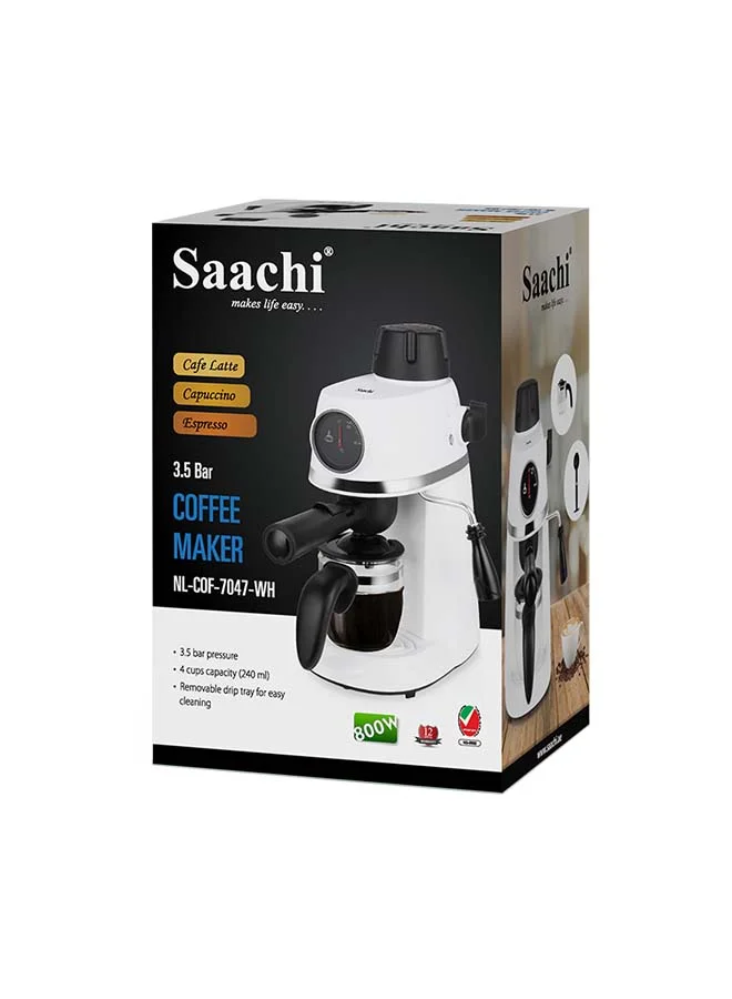 Saachi Coffee Maker  With 3.5 Bar Pressure 240 ml 800 W NL-COF-7047-WH White