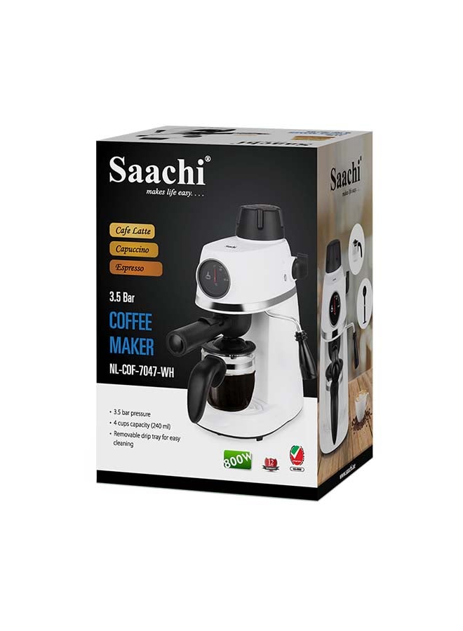 ساتشي ماكينة صنع قهوة بضغط يصل إلى 3.5 بار 240 ml 800 W NL-COF-7047-WH أبيض  - Image 5