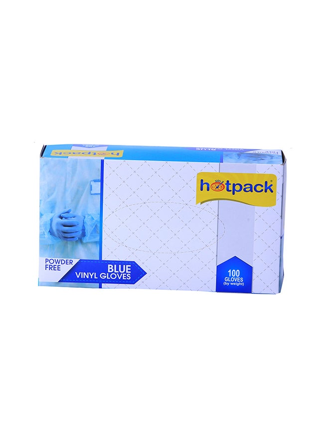 Hotpack 100-Piece Powder Free Vinyl Gloves Blue Small - Image 1