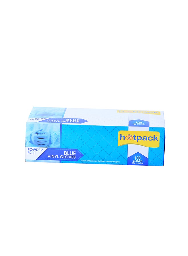 Hotpack 100-Piece Powder Free Vinyl Gloves Blue Small - Image 2
