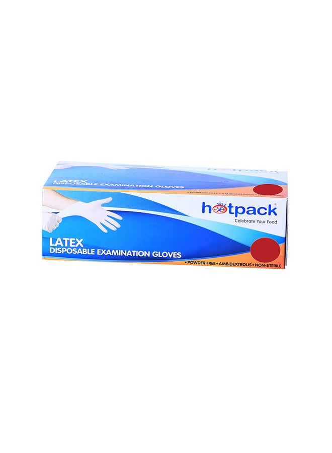 Hotpack Disposable hygienic Latex Gloves Powder Free Large, Non Sterile, Food Safe, 100 Pieces White 21x12x7cm - Image 2