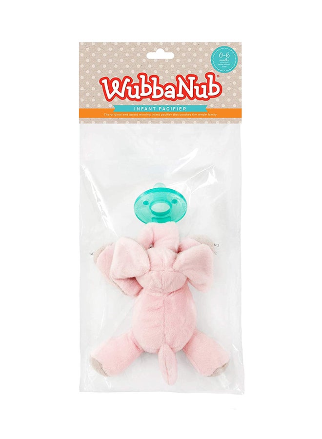 WubbaNub - Elephant Plush Animal With Pacifier, Pink , 0-6 Months - Image 1