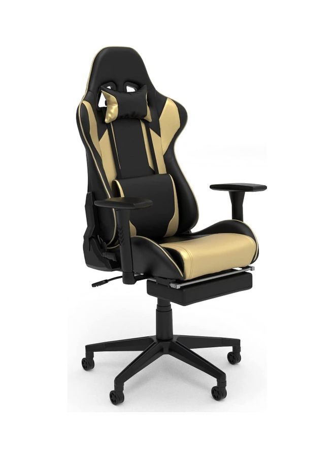 VORDERN - PU Leather Desk PC Racing Executive Ergonomic Adjustable Swivel Task Chair with Headrest and Lumbar Support Golden - Image 1