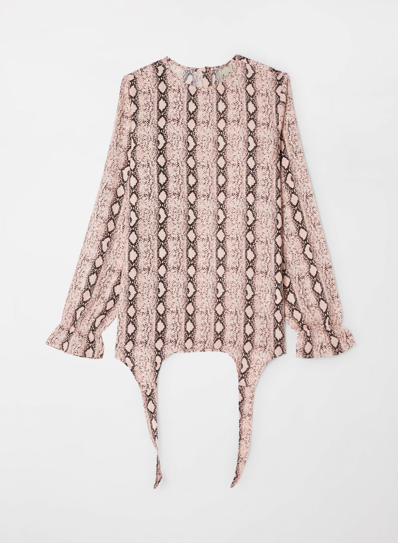 NEON - Fashion Printed Woven Top Brown - Image 1