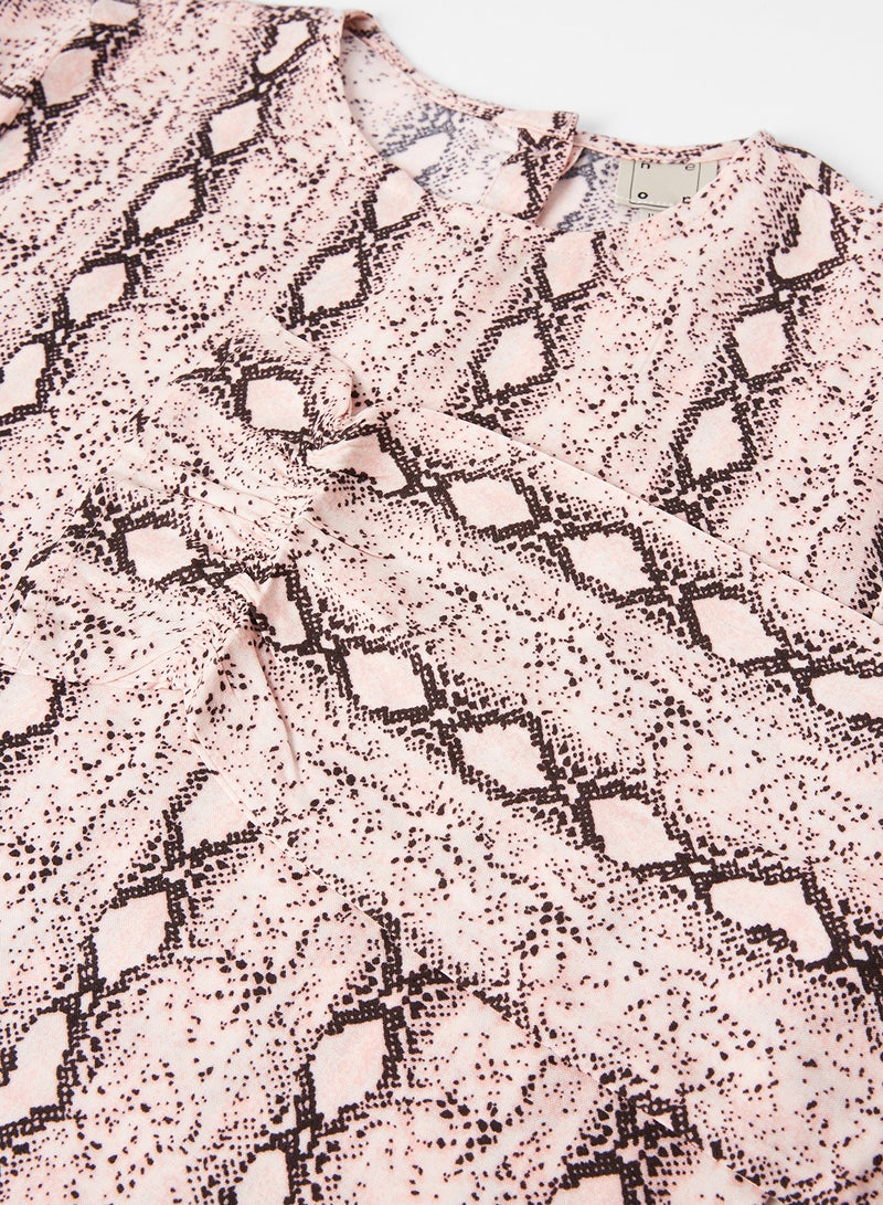 NEON - Fashion Printed Woven Top Brown - Image 1