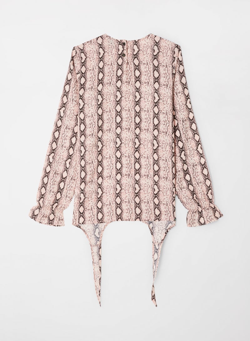 NEON - Fashion Printed Woven Top Brown - Image 1
