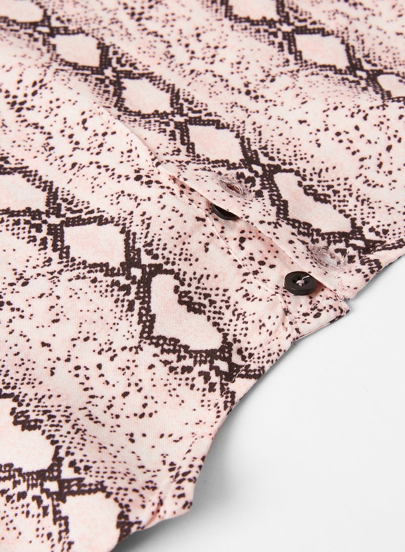 NEON - Fashion Printed Woven Top Brown - Image 1