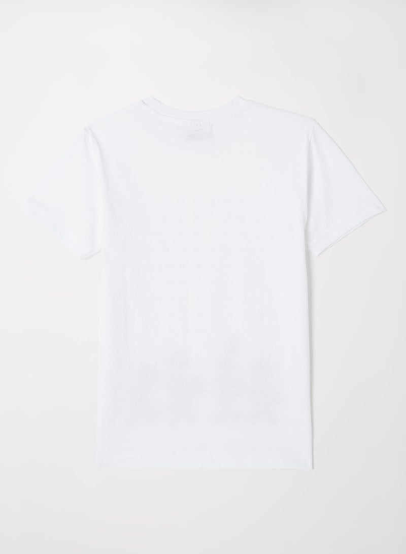 Neon Boys Crew Neck Short Sleeve T-Shirt Powder white  - Image 2