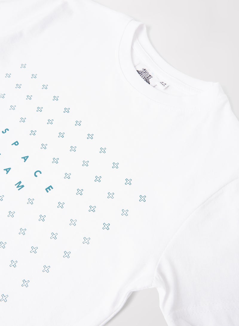 Neon Boys Crew Neck Short Sleeve T-Shirt Powder white  - Image 4