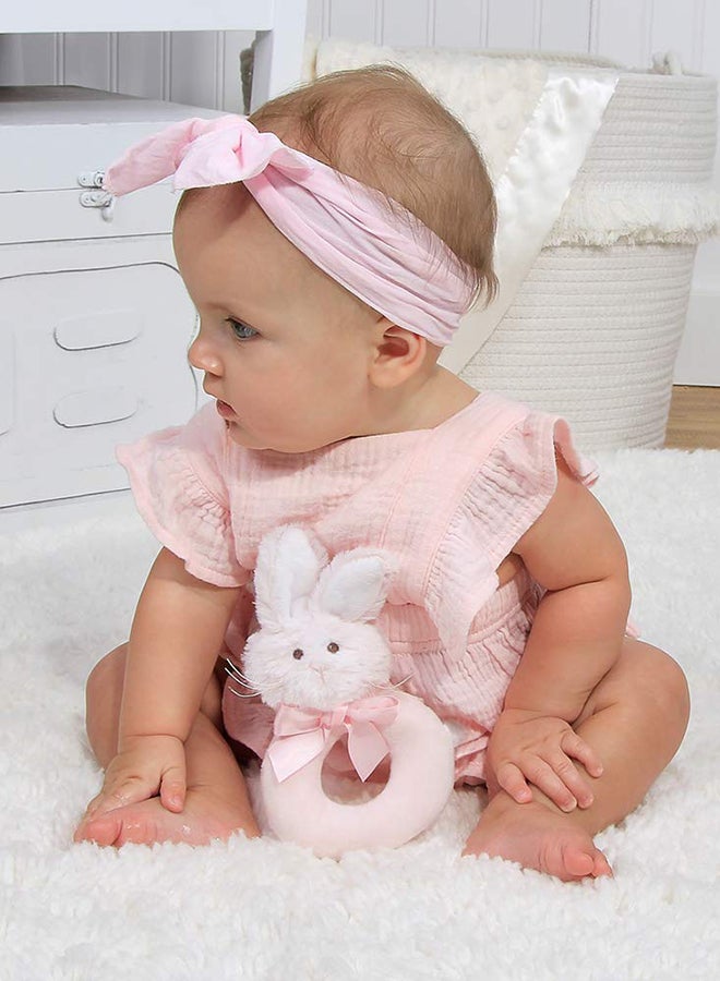 Bearington Collection Bunny Plush Stuffed Animal Soft Ring Rattle  - Image 3