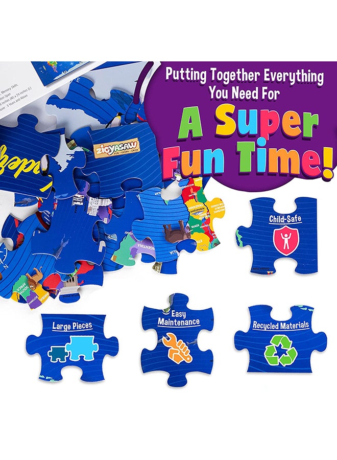 زجياساو بازل على شكل خريطة العالم من 54 قطعة - Image 3