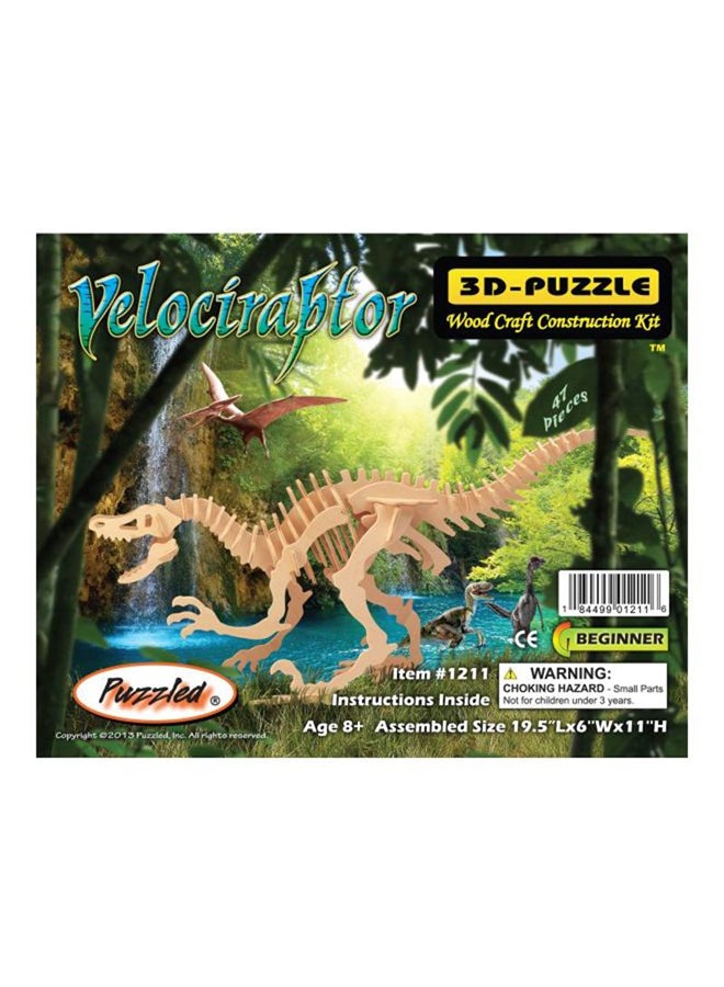 Puzzled Velociraptor Dinosaur 3D Puzzle 1211  - Image 2