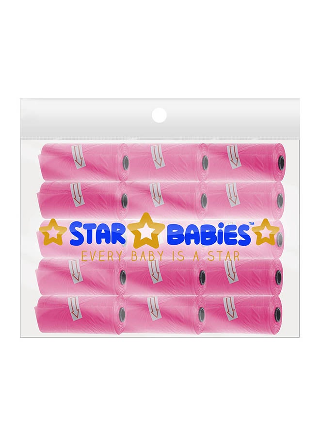ستار بيبيز عبوة أكياس معطرة مكونة من 15 قطعة بلون وردي (225 كيسا) - عادية - Image 1
