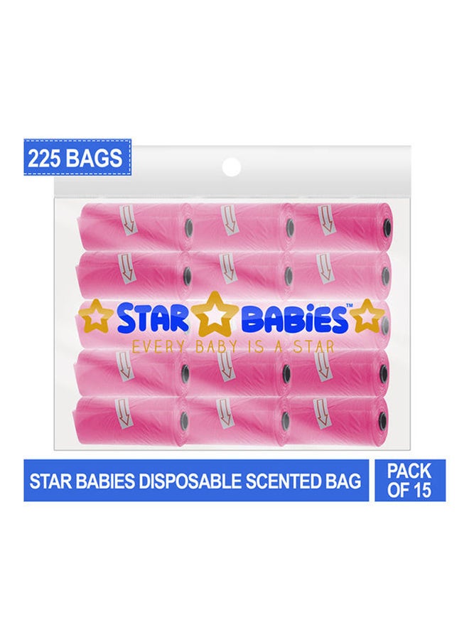 ستار بيبيز عبوة أكياس معطرة مكونة من 15 قطعة بلون وردي (225 كيسا) - عادية - Image 2