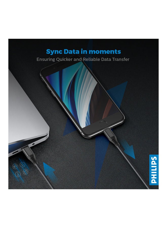 فيليبس كابل مضفر محول من منفذ USB-C‏ 3.0 إلى منفذ USB-C بطول 2 متر أسود - Image 4