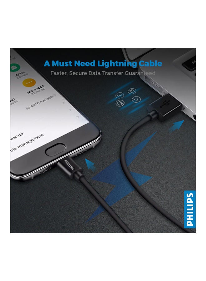 Philips USB-A to Lightning Cable 1.2meter Black - Image 4