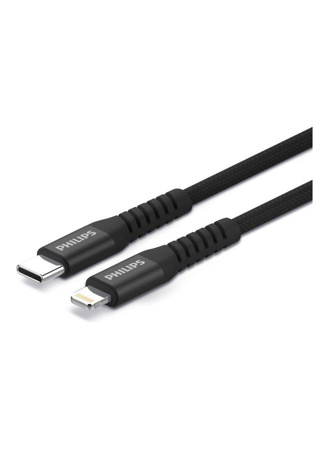 Philips - USB-C to Lightning Braided Cable 2meter Black - Image 1