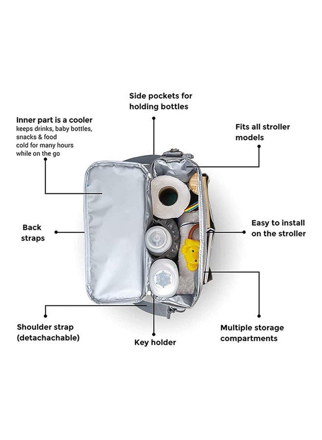 Stroller Organizer Bag With Cup Holder - Grey - Image 2