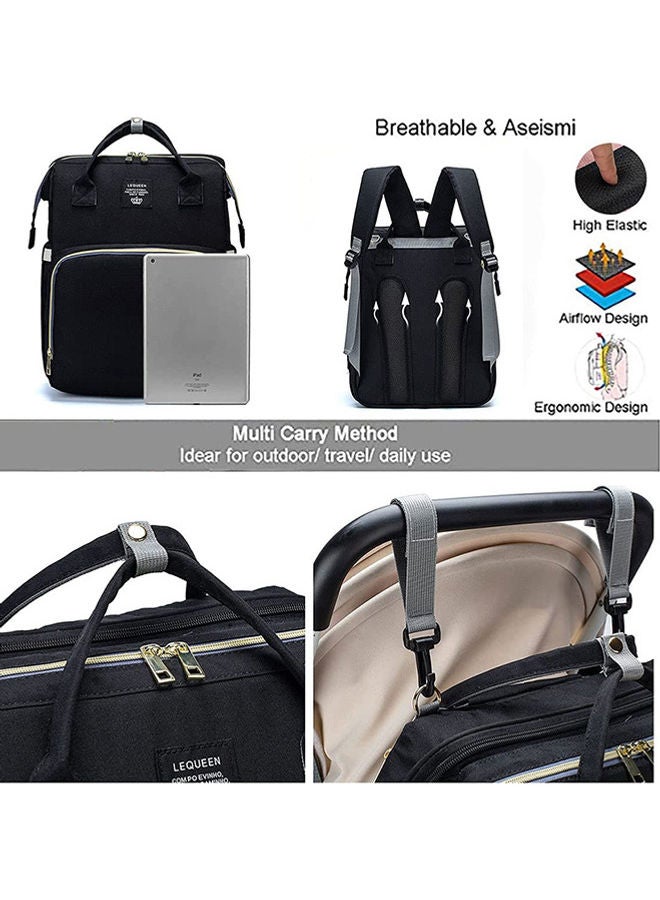 Generic - Multifunctional Diaper Baby Bag With Foldable Diaper Changing Bed - Black - Image 1
