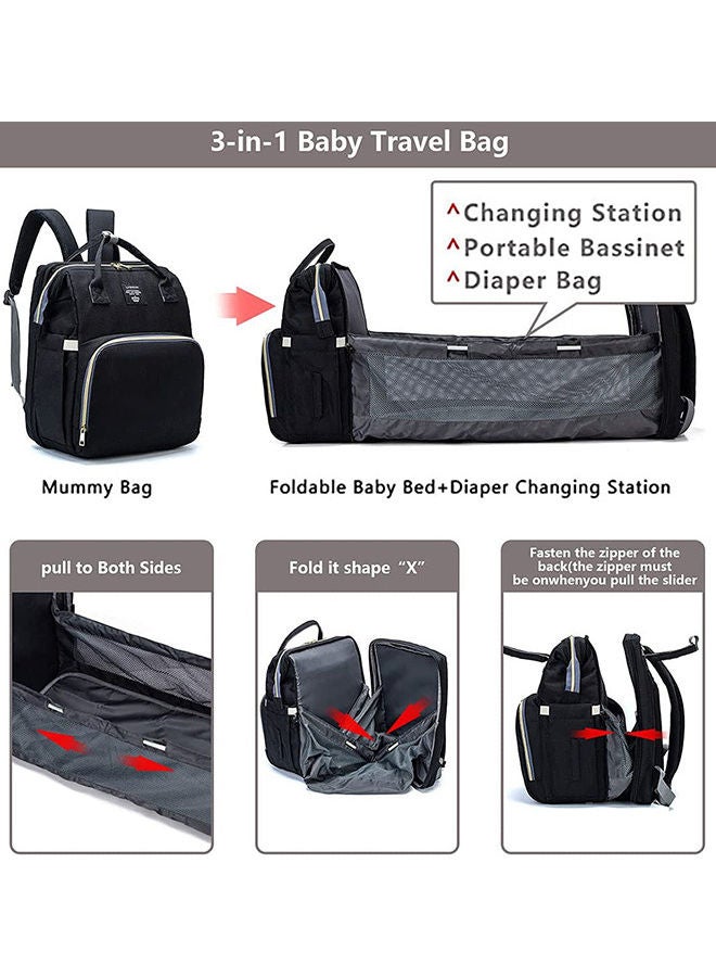 Generic - Multifunctional Diaper Baby Bag With Foldable Diaper Changing Bed - Black - Image 1