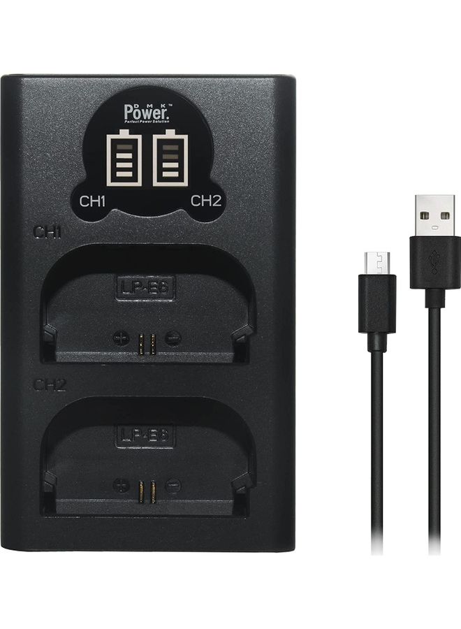 DMK Power LPE6 Mini Dual Charger for Canon EOS 5DII 7DI Black  - Image 1