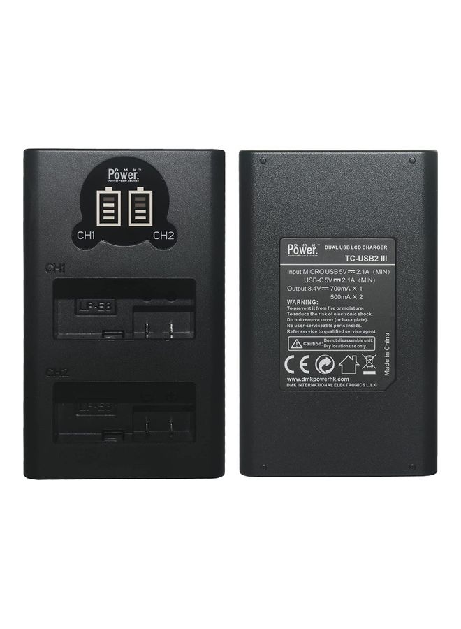 دي أم كيه باور شاحن مزدوج صغير LPE8 لكاميرا كانون EOS 550D و600D و650D أسود - Image 2