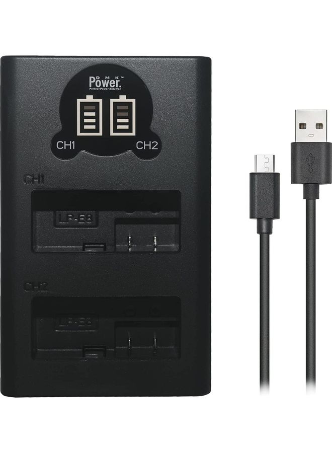 دي أم كيه باور شاحن مزدوج صغير LPE8 لكاميرا كانون EOS 550D و600D و650D أسود - Image 1