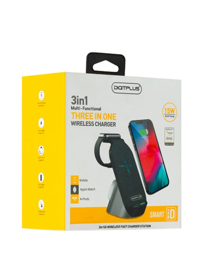 ديجيتبلس شاحن لاسلكي 3 في 1 أسود - Image 4