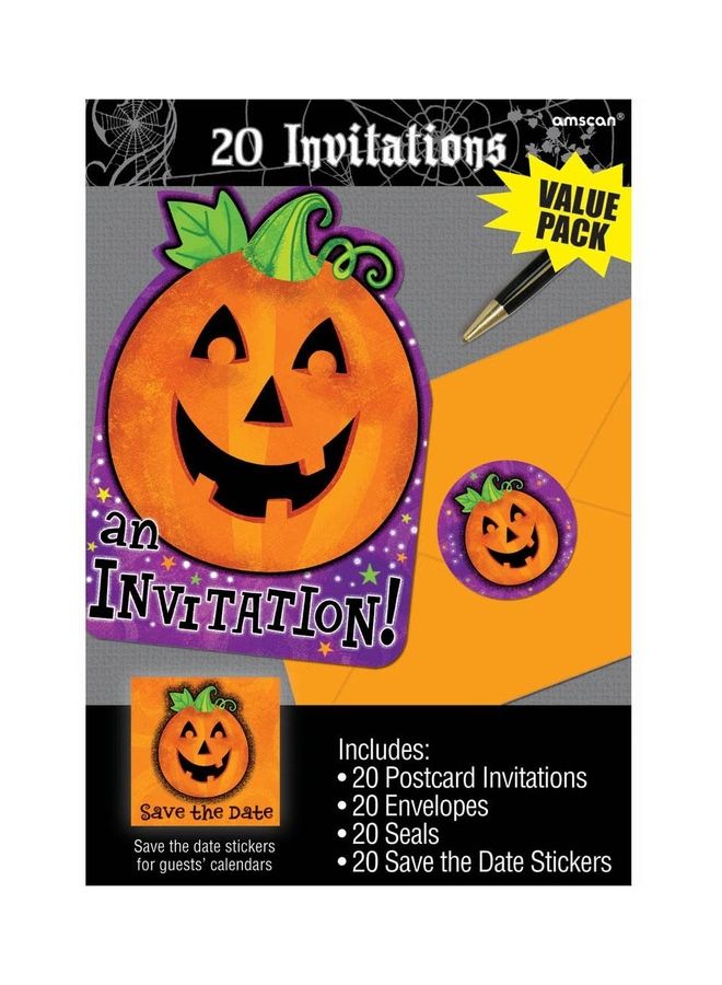 أمسكان طقم بطاقات دعوات بتصميم يقطين الكرز مكون من 20 قطعة