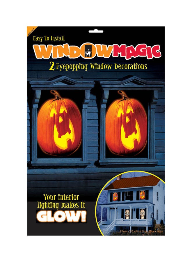 Amscan 2-Piece Pumpkin Window Magic Decoration Set Multicolour 85 x 1.65cm