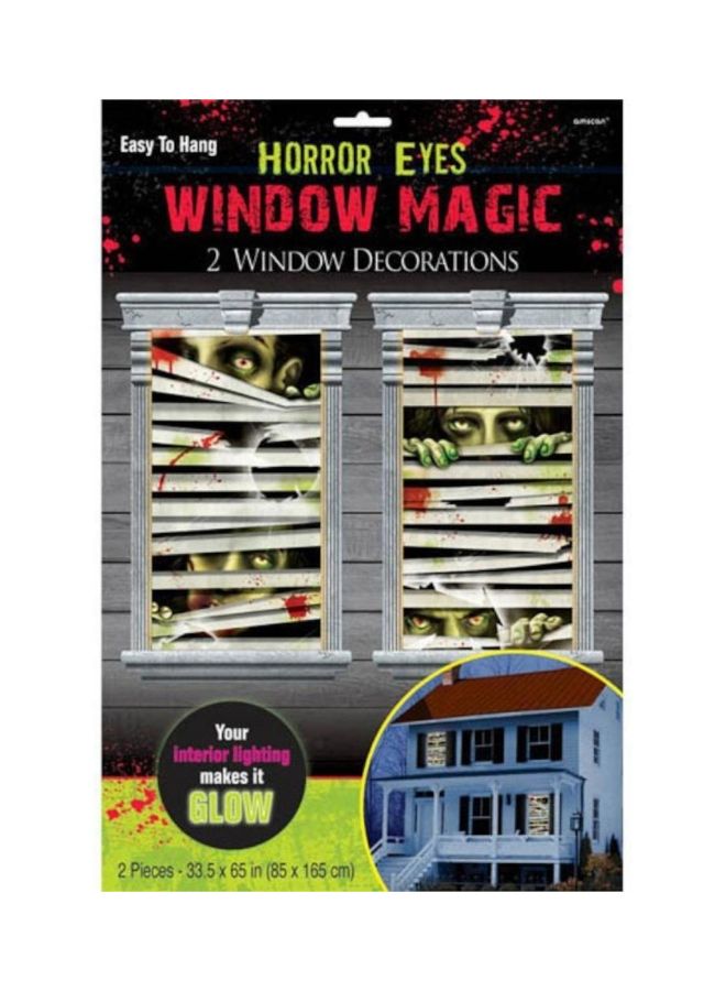 Amscan 2-Piece Horror Eyes Window Magic Decoration Set Multicolour