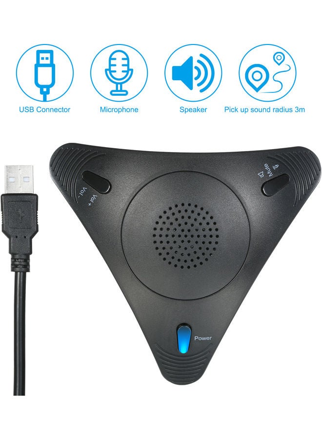 ميكروفون للكمبيوتر بمكبر صوت للمؤتمرات بمنفذ USB أسود - Image 5