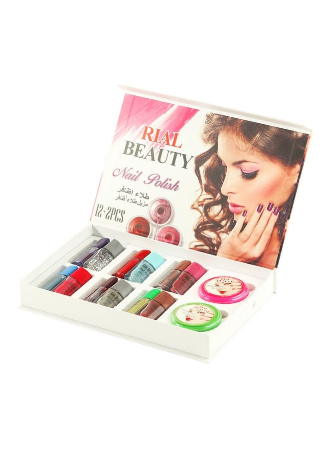 12-Piece Nail Polish With Remover Set Multicolour