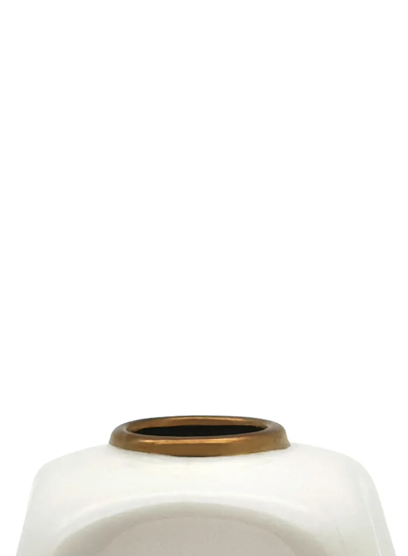 ebb & flow Glossy Glaze With Curved Shape Ceramic Vase Unique Quality Material For The Perfect Stylish Home N13-042 Cream