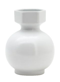Modern Geometric Shape Ceramic Vase With Elegant Matte Finish For The Perfect Stylish Home N13-058 White 17.5 x 22.5cm