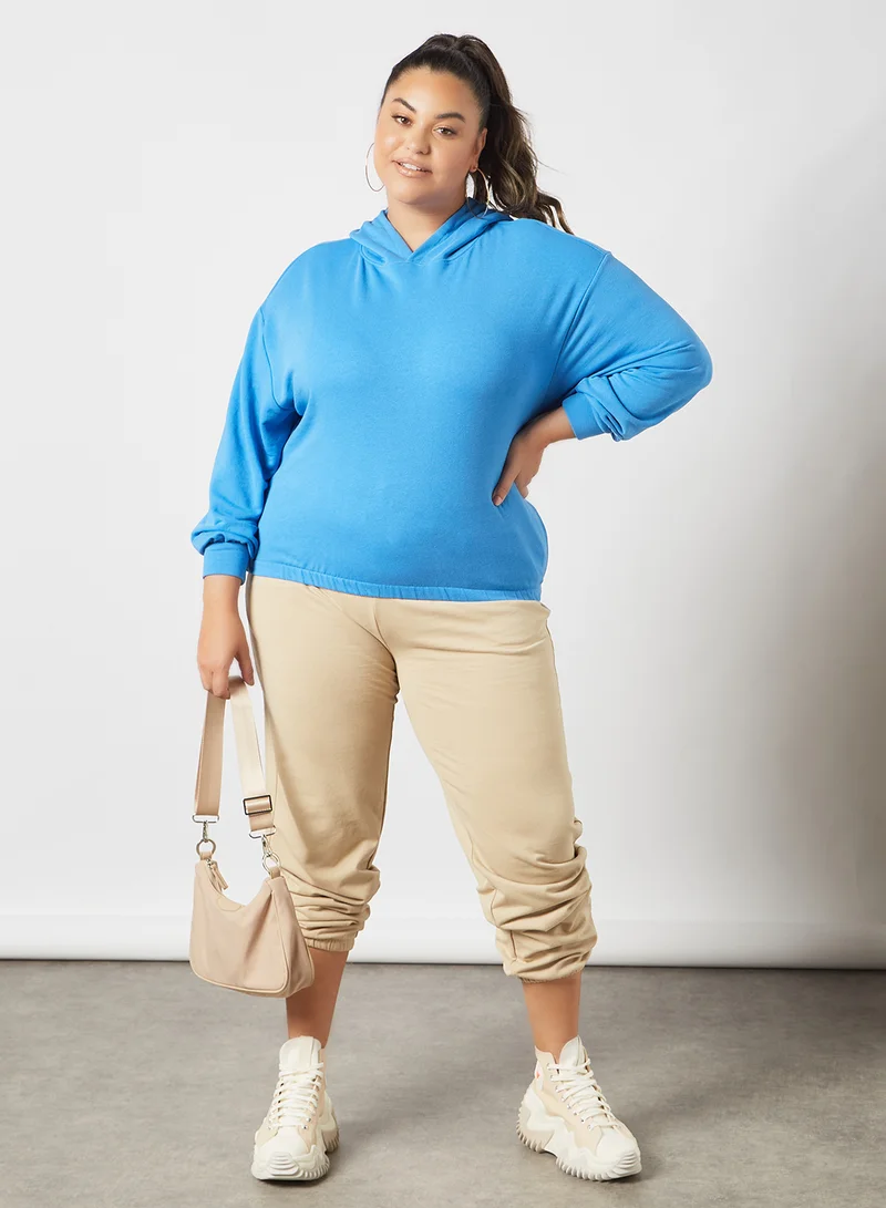 Only Carmakoma Plus Size Long Sleeve Hoodie Blue