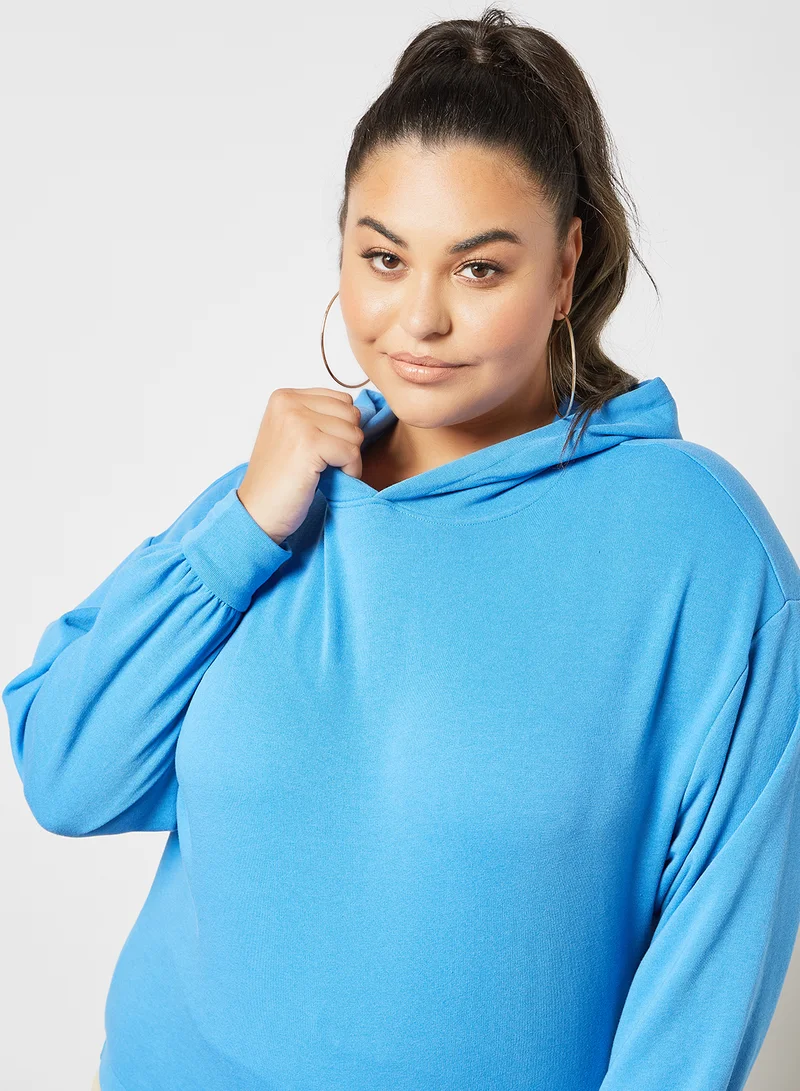 Only Carmakoma Plus Size Long Sleeve Hoodie Blue