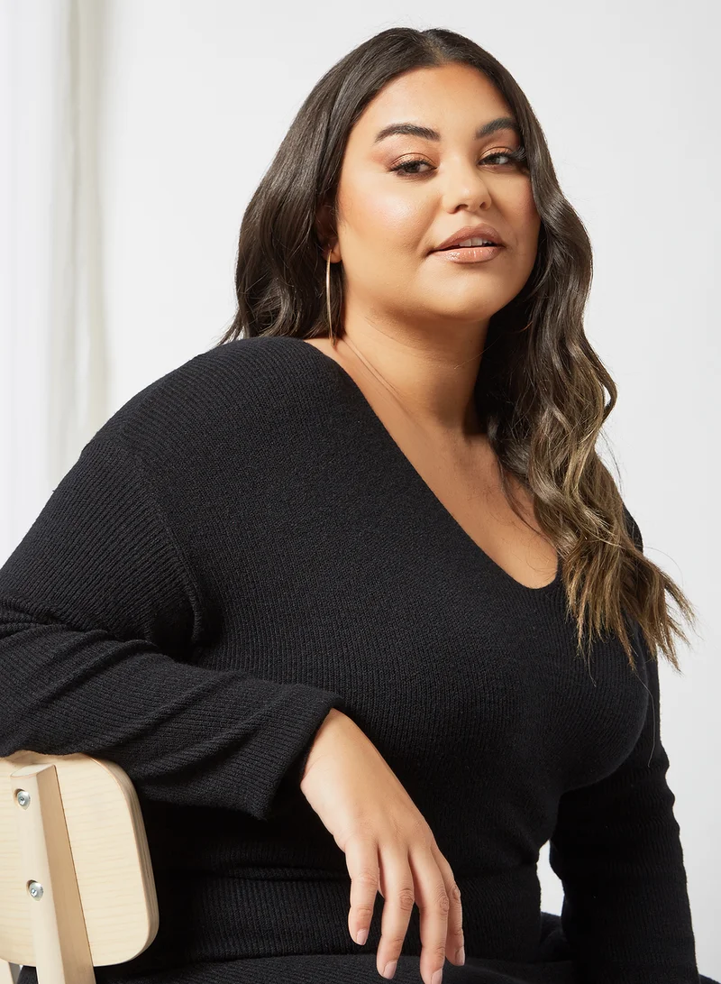 Only Carmakoma Plus Size V-Neck Dress Black