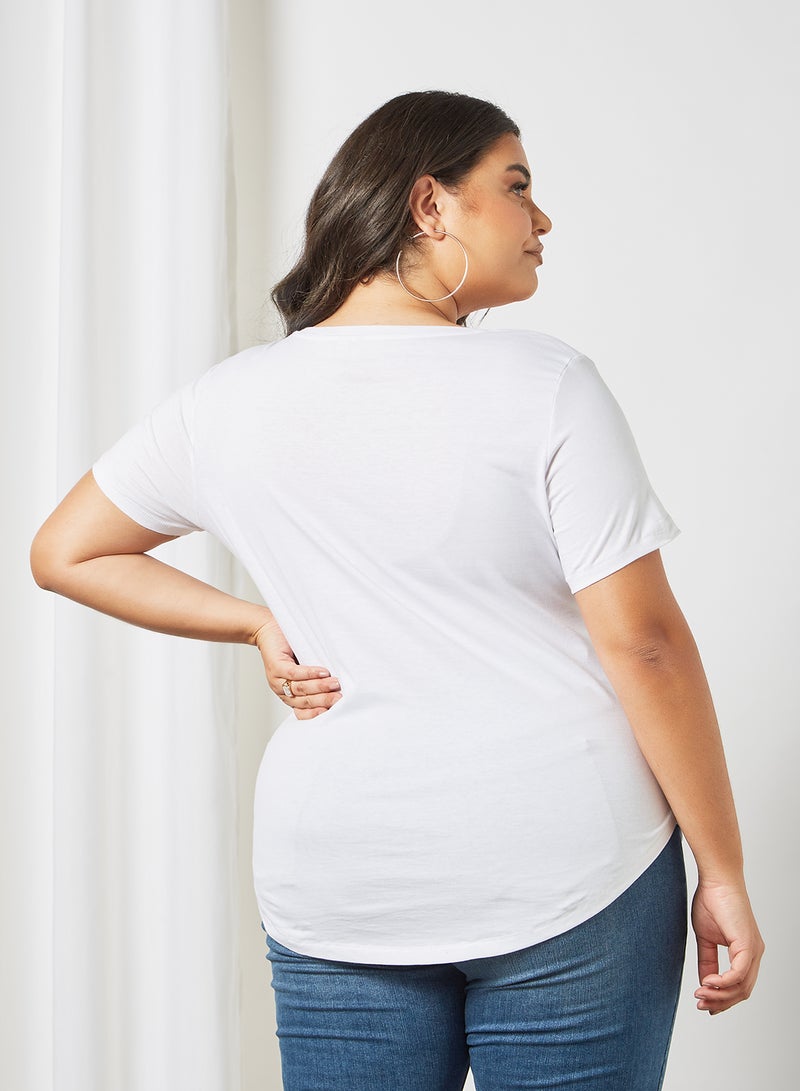 Only Carmakoma - Plus Size Slogan Print T-Shirt White - Image 1