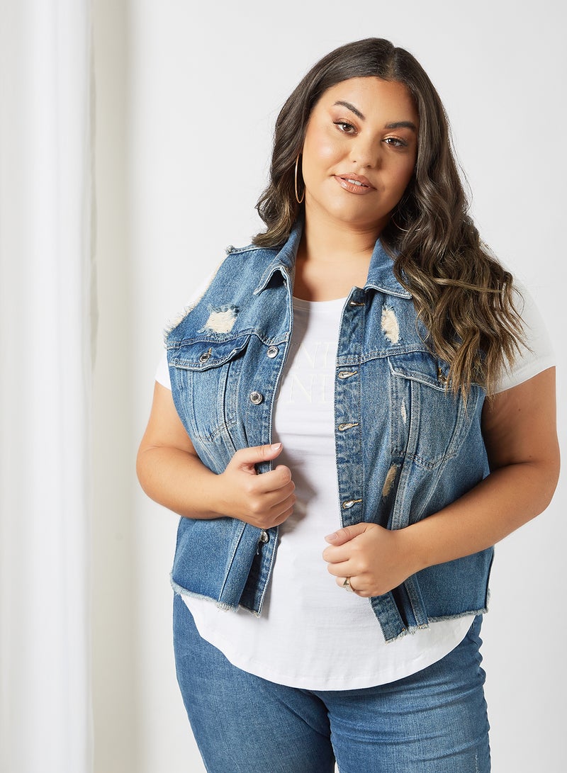 Vero Moda Curve - Curve Denim Vest Light Blue - Image 1