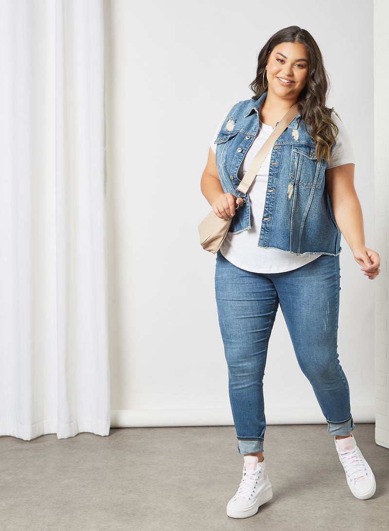 Vero Moda Curve - Curve Denim Vest Light Blue - Image 1
