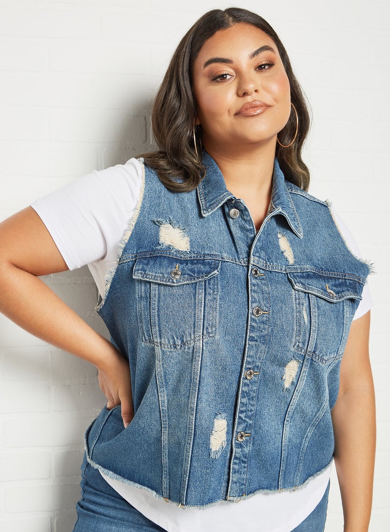 Vero Moda Curve - Curve Denim Vest Light Blue - Image 1