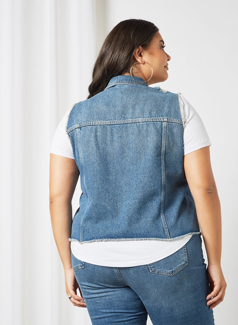Vero Moda Curve - Curve Denim Vest Light Blue - Image 1