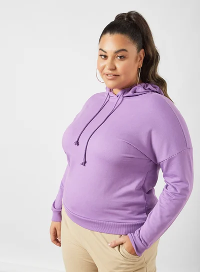 Vero Moda Curve Plus Size Drawstring Hoodie Purple