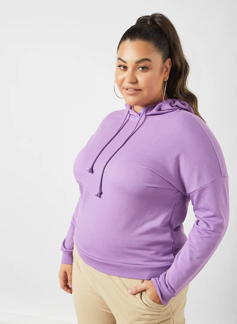 Vero Moda Curve Plus Size Drawstring Hoodie Purple