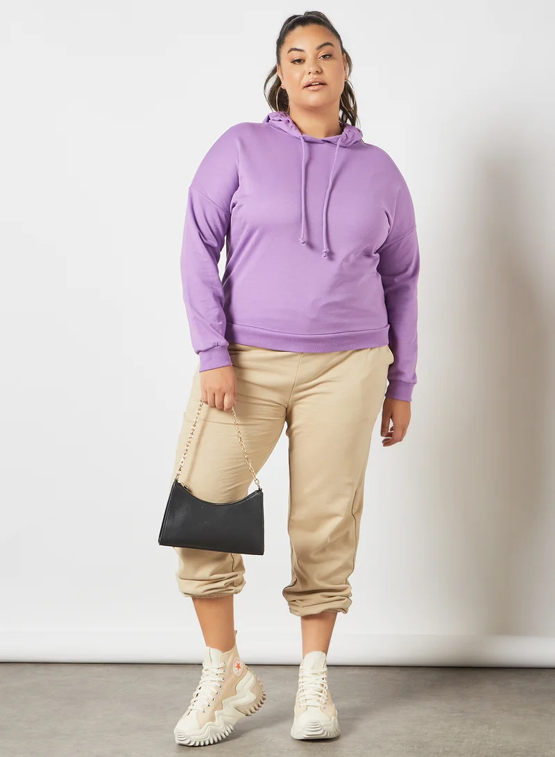 Vero Moda Curve Plus Size Drawstring Hoodie Purple