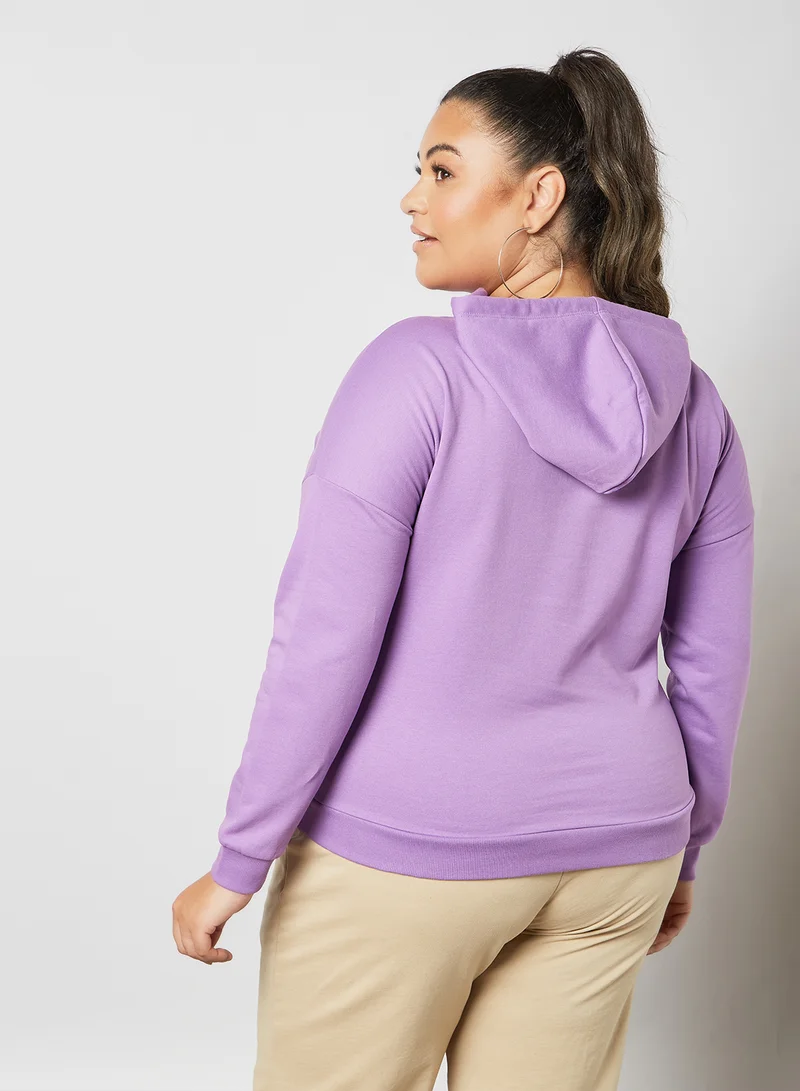 Vero Moda Curve Plus Size Drawstring Hoodie Purple